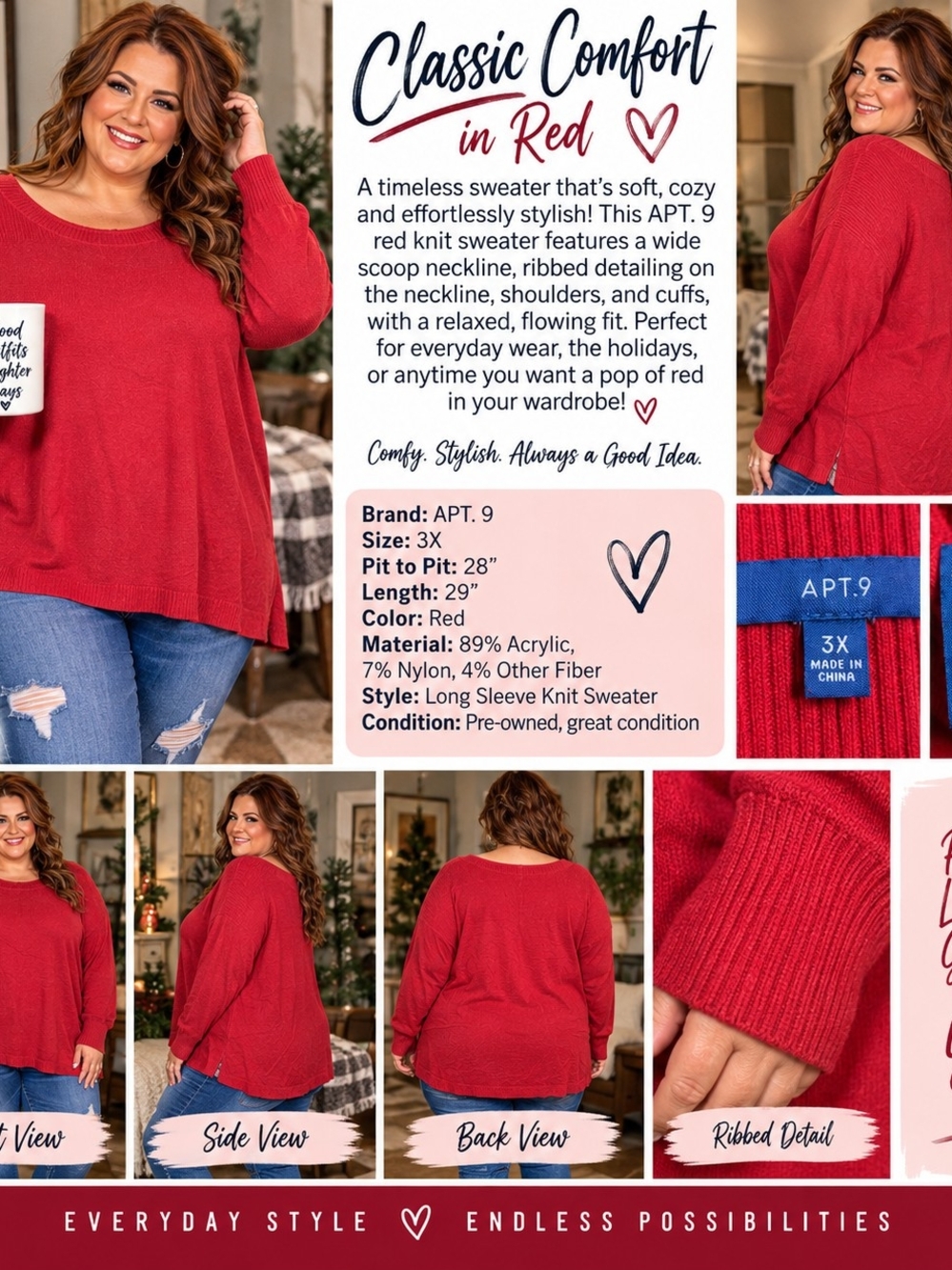P206 ❤️ Ruby Red Cozy Chic Sweater